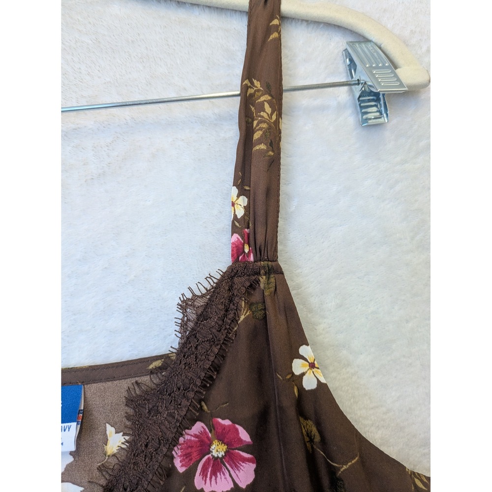 Old Navy Camisole Women's Small Brown Floral Lace Trim V-Neck Boho Tank Top - Picture 6 of 9